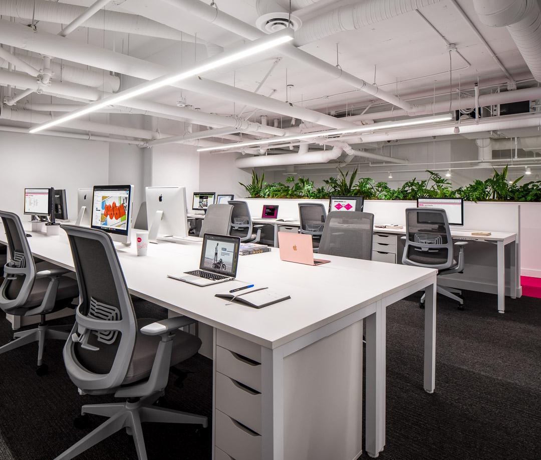 Open workspace with exposed ceilings
