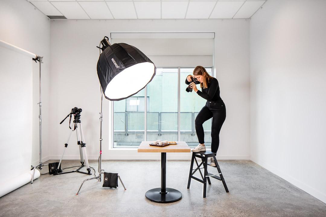 In-house photo studio, mid-shoot